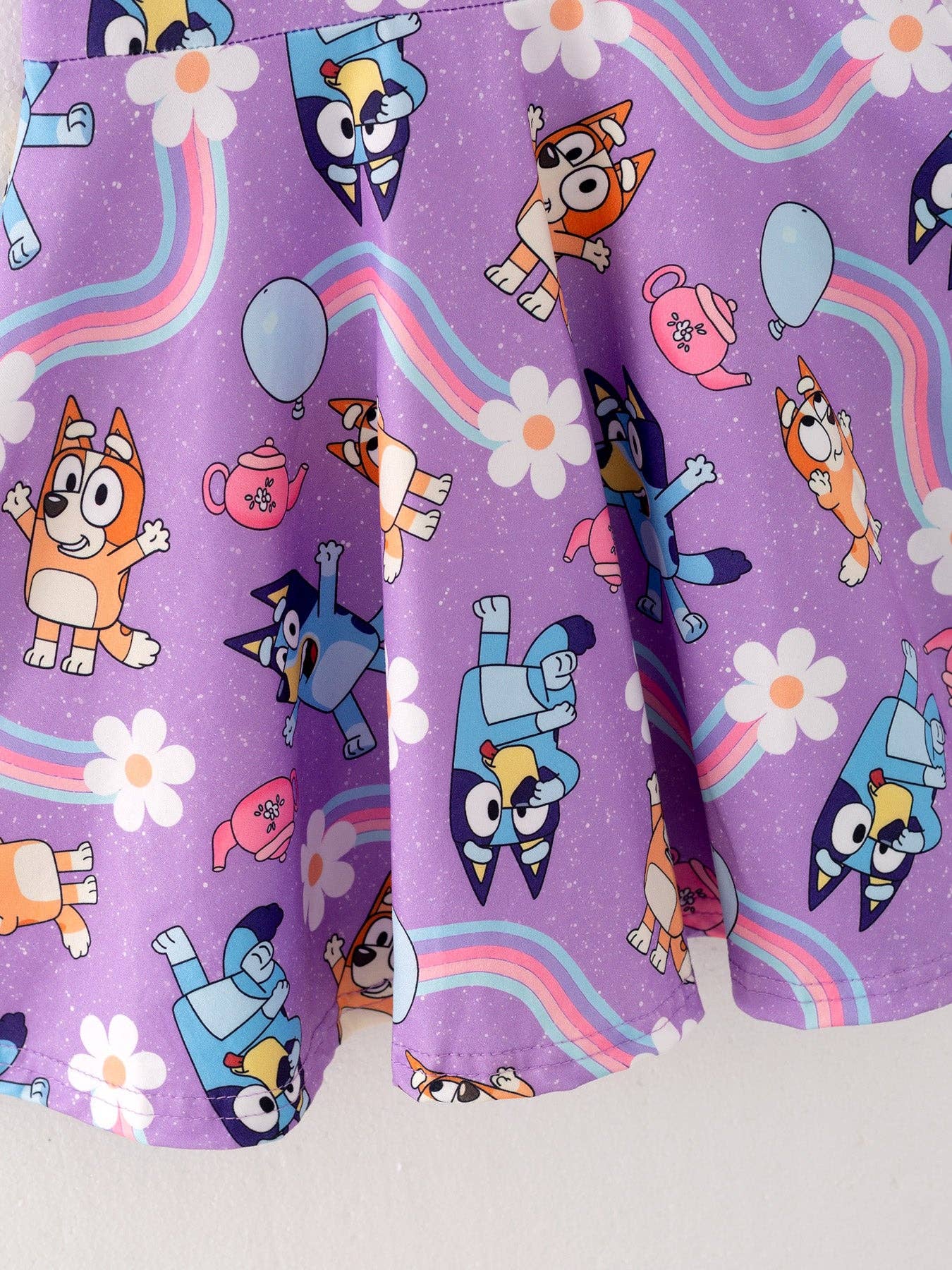 Girls Rainbow Print Milk Silk Dress