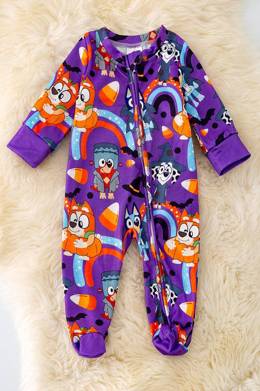 Purple character printed onesie w/footie. RPB40215 SOL