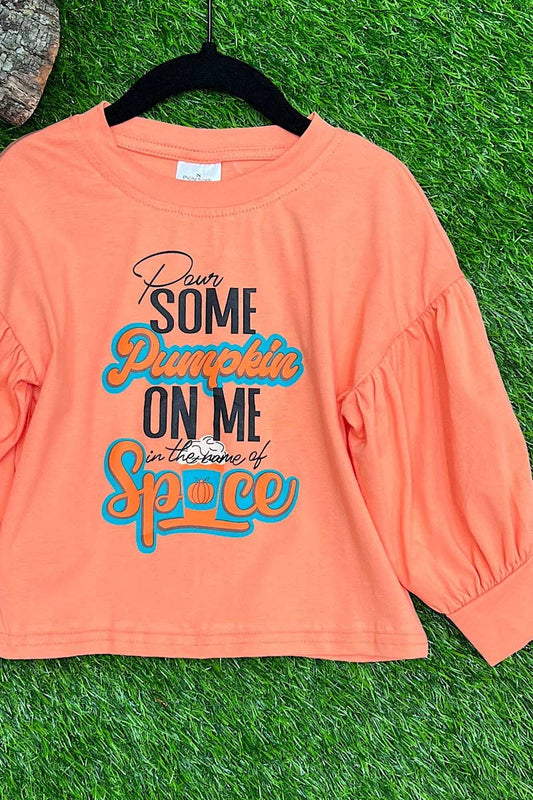 ORANGE GRAPHIC BUBBLE SLEEVE TOP. TPG451622002 AMY🍁