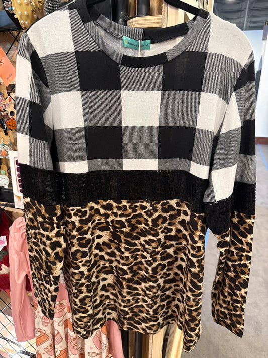 Black Buffalo Plaid and Cheetah with Black Glitter