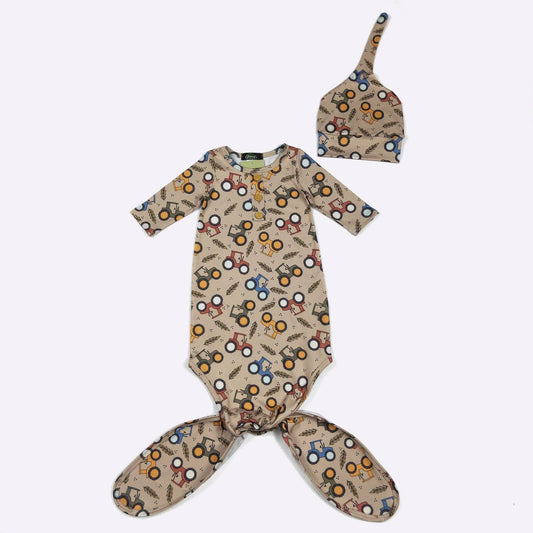 Harvest Tractor Baby Knotted Gown