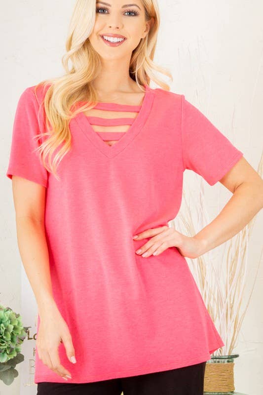 ET5127-20  V NECK WITH BAR SOLID TOP