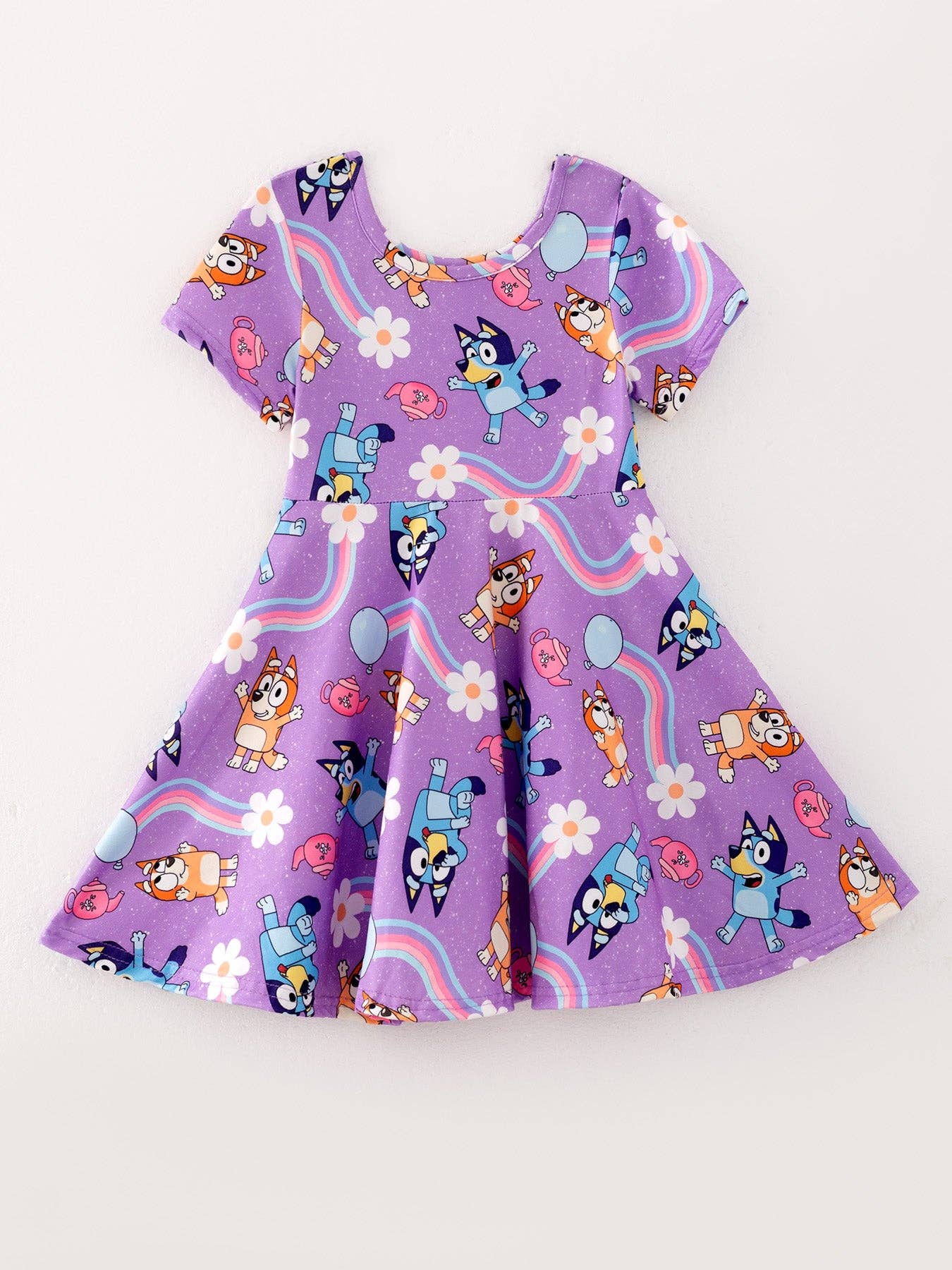 Girls Rainbow Print Milk Silk Dress