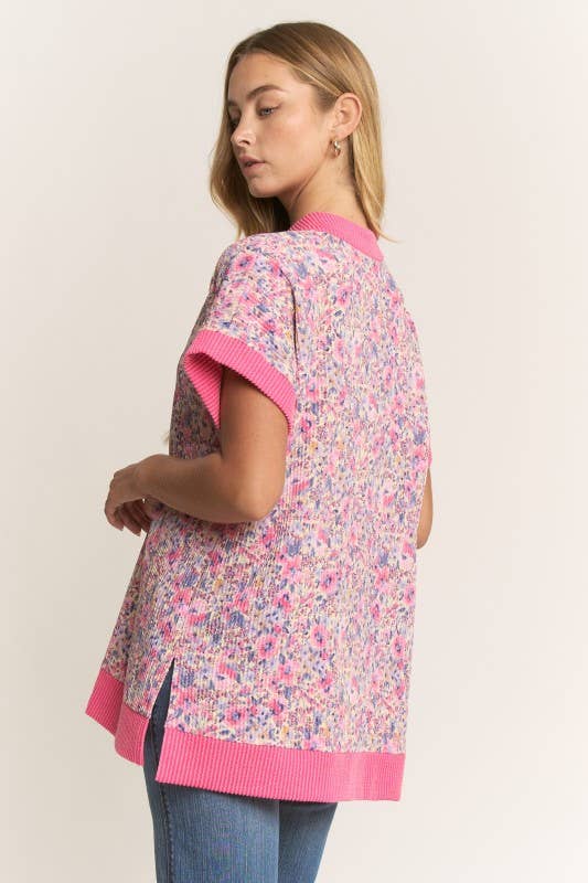 ET8095-10 SHORT SLEEVE FLORAL TOP