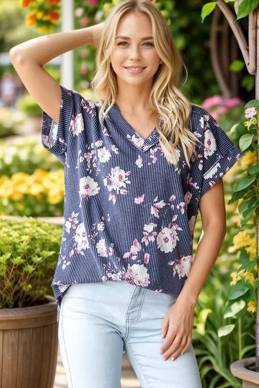 ET7484-35  FLORAL PRINT TOP