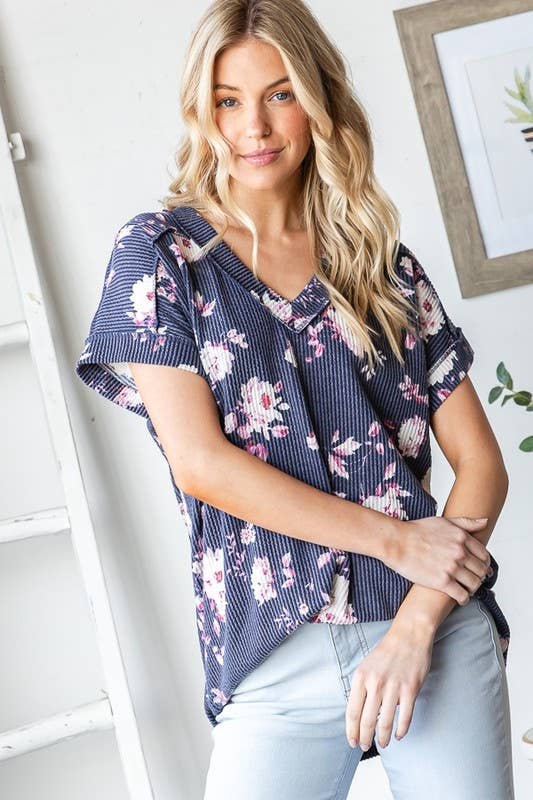 ET7484-35  FLORAL PRINT TOP