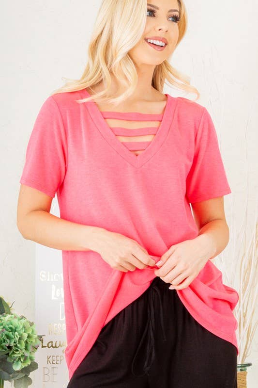 ET5127-20  V NECK WITH BAR SOLID TOP