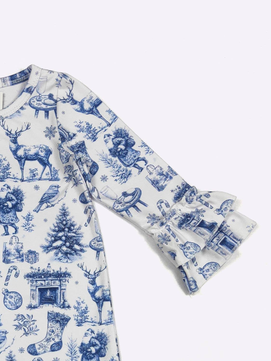 Blue Christmas Toile Baby Romper