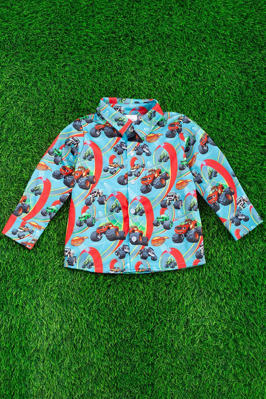 Monster truck printed boys long sleeve shirt. TPB65153050 SO
