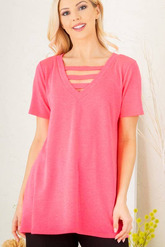 ET5127-20  V NECK WITH BAR SOLID TOP
