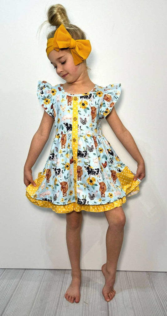 Aqua Farm Daisy Girls Dress