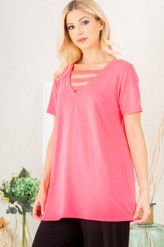 ET5127-20  V NECK WITH BAR SOLID TOP
